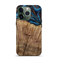 iPhone 13 Pro Wood Live Edge Phone Case - Roy (Teal & Gold, 799230)