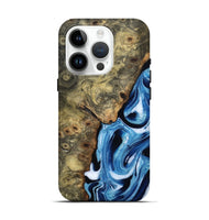 iPhone 15 Pro Wood Live Edge Phone Case - Syreeta (Blue, 799256)