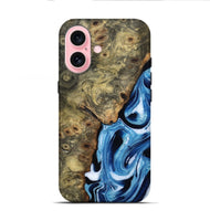 iPhone 16 Wood Live Edge Phone Case - Syreeta (Blue, 799256)