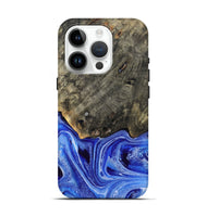 iPhone 15 Pro Wood Live Edge Phone Case - Keshia (Blue, 799258)