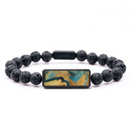 Lava Bead Wood Bracelet - Marie (Teal & Gold, 799367)