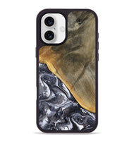 iPhone 16 Plus Wood Phone Case - Telly (Black & White, 799502)