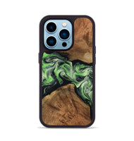 iPhone 14 Pro Wood Phone Case - Sherry (Green, 799535)
