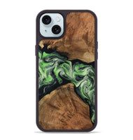 iPhone 15 Plus Wood Phone Case - Sherry (Green, 799535)
