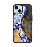 iPhone 15 Wood Phone Case - Racheal (Blue, 799567)