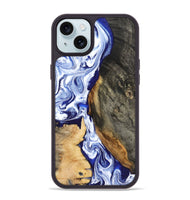 iPhone 15 Plus Wood Phone Case - Racheal (Blue, 799567)
