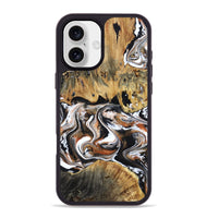 iPhone 16 Plus Wood Phone Case - Lorene (Black & White, 799641)