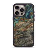 iPhone 15 Pro Max Wood Phone Case - Malcolm (Teal & Gold, 799646)