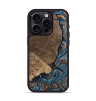 iPhone 15 Pro Wood Phone Case - Zyair (Teal & Gold, 799647)