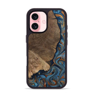 iPhone 16 Wood Phone Case - Zyair (Teal & Gold, 799647)