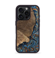 iPhone 16 Pro Wood Phone Case - Zyair (Teal & Gold, 799647)