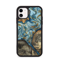 iPhone 11 Wood Phone Case - Joselyn (Teal & Gold, 799654)