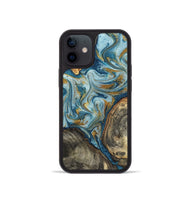 iPhone 12 mini Wood Phone Case - Joselyn (Teal & Gold, 799654)