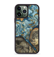 iPhone 13 Pro Max Wood Phone Case - Joselyn (Teal & Gold, 799654)