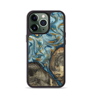 iPhone 13 Pro Wood Phone Case - Joselyn (Teal & Gold, 799654)