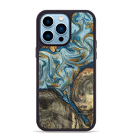 iPhone 14 Pro Max Wood Phone Case - Joselyn (Teal & Gold, 799654)