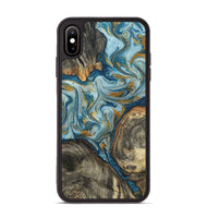 iPhone Xs Max Wood Phone Case - Joselyn (Teal & Gold, 799654)