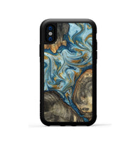 iPhone Xs Wood Phone Case - Joselyn (Teal & Gold, 799654)
