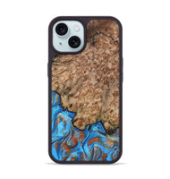 iPhone 15 Wood Phone Case - Orion (Teal & Gold, 799655)