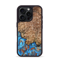 iPhone 16 Pro Wood Phone Case - Orion (Teal & Gold, 799655)