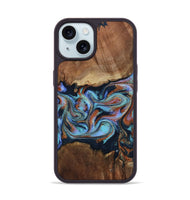 iPhone 15 Wood Phone Case - Atlas (Teal & Gold, 799656)