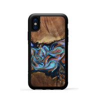 iPhone Xs Wood Phone Case - Atlas (Teal & Gold, 799656)