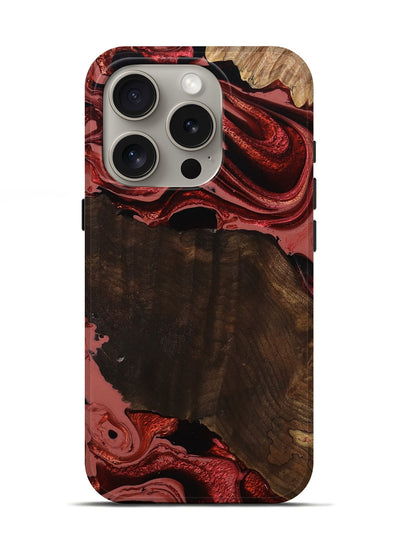 iPhone 16 Pro Wood Live Edge Phone Case - Beyonce (Red, 799698)