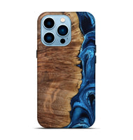iPhone 14 Pro Wood Live Edge Phone Case - Alfreda (Blue, 799699)