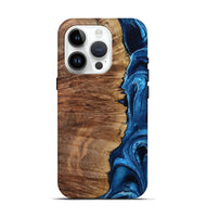 iPhone 15 Pro Wood Live Edge Phone Case - Alfreda (Blue, 799699)
