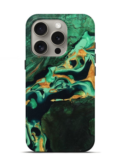 iPhone 16 Pro Wood Live Edge Phone Case - Roland (Green, 799701)