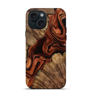 iPhone 15 Wood Live Edge Phone Case - Melisa (Red, 799707)