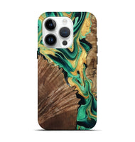 iPhone 15 Pro Wood Live Edge Phone Case - Dayana (Green, 799709)