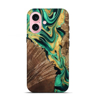 iPhone 17 Wood Live Edge Phone Case - Dayana (Green, 799709)