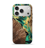 iPhone 17 Pro Wood Live Edge Phone Case - Dayana (Green, 799709)