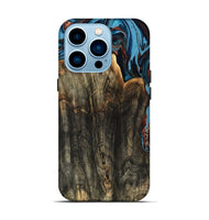 iPhone 14 Pro Wood Live Edge Phone Case - Jasmin (Teal & Gold, 799710)