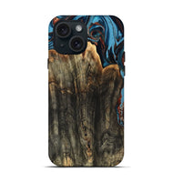 iPhone 15 Wood Live Edge Phone Case - Jasmin (Teal & Gold, 799710)