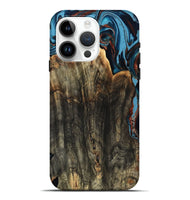 iPhone 15 Pro Max Wood Live Edge Phone Case - Jasmin (Teal & Gold, 799710)