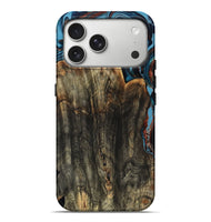 iPhone 17 Pro Max Wood Live Edge Phone Case - Jasmin (Teal & Gold, 799710)