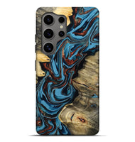 Galaxy S25 Ultra Wood Live Edge Phone Case - Renee (Teal & Gold, 799713)
