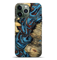 iPhone 13 Pro Max Wood Live Edge Phone Case - Renee (Teal & Gold, 799713)