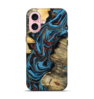 iPhone 17 Wood Live Edge Phone Case - Renee (Teal & Gold, 799713)