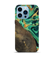 iPhone 14 Pro Wood Live Edge Phone Case - Kaila (Green, 799719)