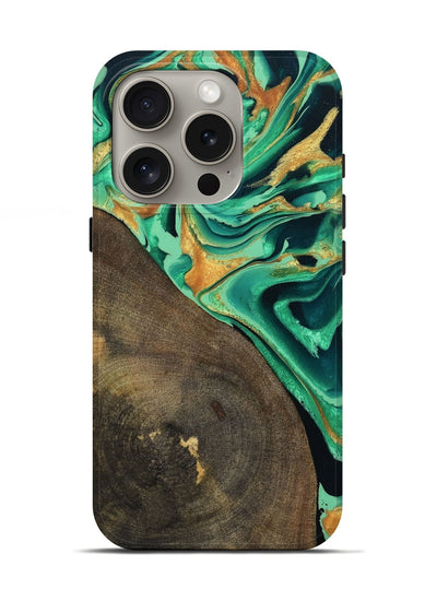 iPhone 16 Pro Wood Live Edge Phone Case - Kaila (Green, 799719)