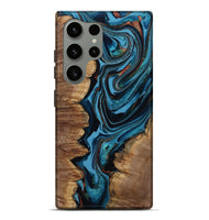 Galaxy S24 Ultra Wood Live Edge Phone Case - Josue (Teal & Gold, 799720)