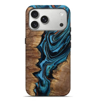 iPhone 17 Pro Max Wood Live Edge Phone Case - Josue (Teal & Gold, 799720)
