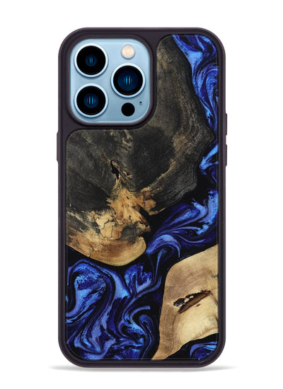 iPhone 14 Pro Max Wood Phone Case - Edythe (Blue, 799944)