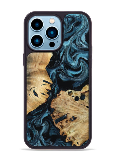 iPhone 14 Pro Max Wood Phone Case - Alonso (Blue, 799946)