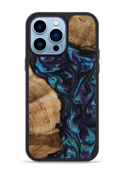 iPhone 14 Pro Max Wood Phone Case - Nikolas (Purple, 800028)