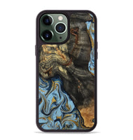iPhone 13 Pro Max Wood Phone Case - Autumn (Teal & Gold, 800062)