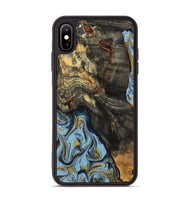 iPhone Xs Max Wood Phone Case - Autumn (Teal & Gold, 800062)